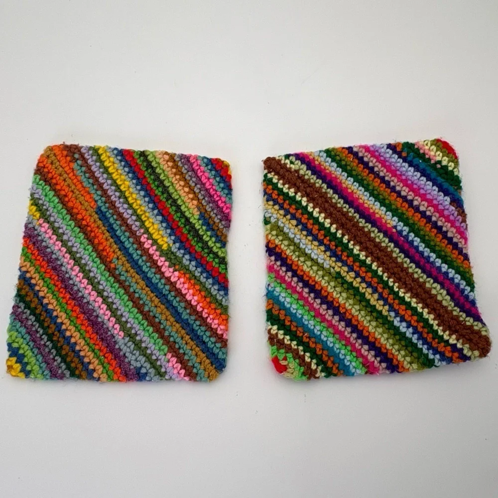 Colorful Vintage Mid-Century Modern Crocheted Coasters